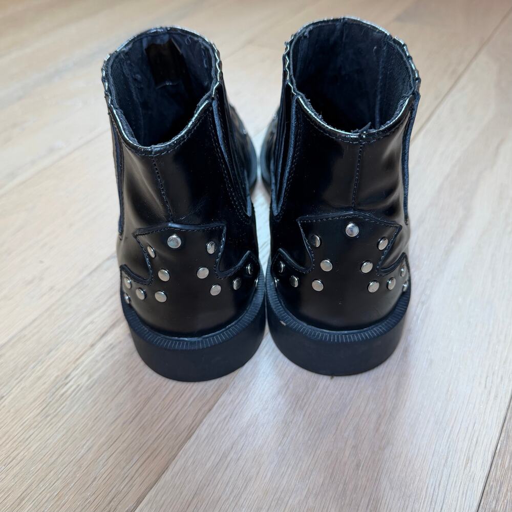 T.U.K. Black Studded Jam Boots Pointed Ankle Boot Silver Studs Women’s 10 - Picture 6 of 11